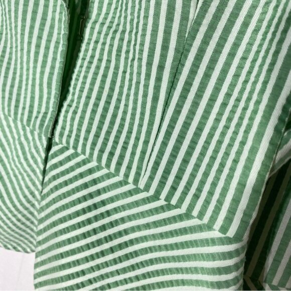 Vintage Fidel Green Striped Seersucker Cotton Blazer Jacket 4 - Picture 7 of 16